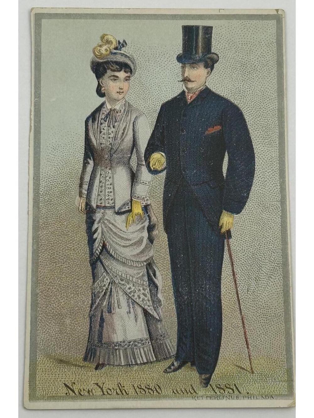Antique Jessup & Co NYC Clothing Trade Card 1881 Victorian Fashion Print  E-7